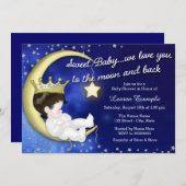 Moon and Back Baby Dusche Einladung (Vorne/Hinten)