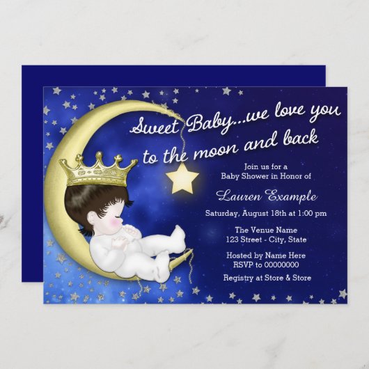 Moon and Back Baby Dusche Einladung (Vorne/Hinten)