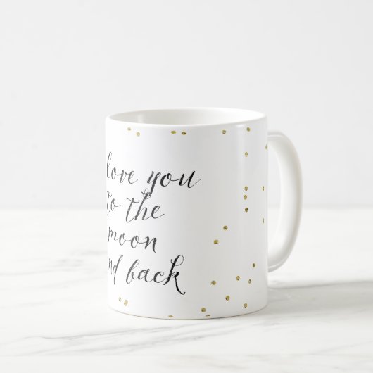 Moon and Back Gold Confetti Kaffeetasse (VorderseiteRechts)