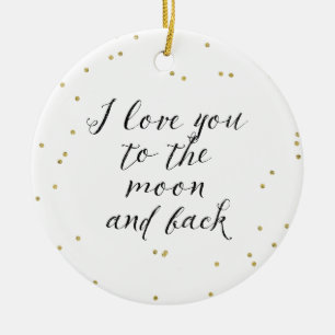 Moon and Back Gold Confetti Keramikornament