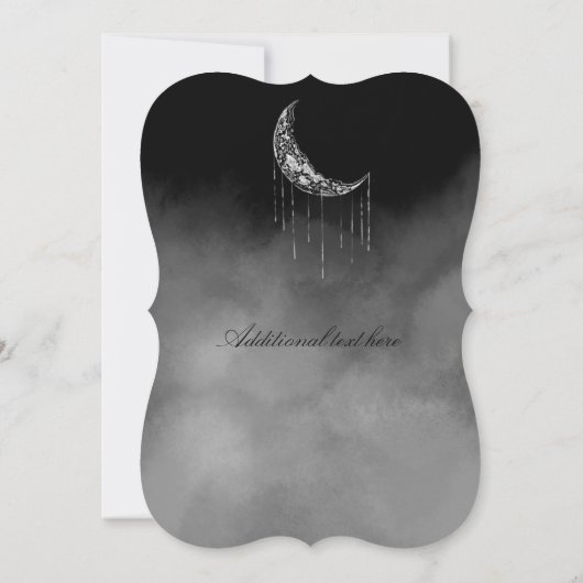 Moon and Back Silver and Black Night Sky Einladung (Rückseite)