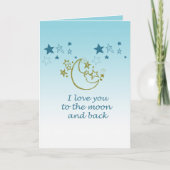 Moon and Back Stars Aqua Ombre Karte (Vorderseite)