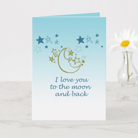 Moon and Back Stars Aqua Ombre Karte (Kleine Pflanze)