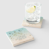 Moon and Back Stars Aqua Ombre   Steinuntersetzer (Seitenansicht)