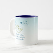 Moon and Back Stars Aqua Ombre Zweifarbige Tasse (Vorderseite Links)