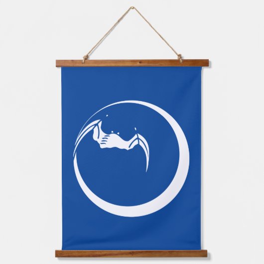 Moon and Bat Wandteppich Mit Holzrahmen (Vorderseite)