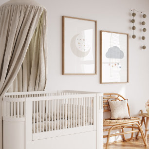 Moon and Cloud Boho Set mit 2 Kinderzimmer Druck