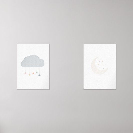 Moon and Cloud Boho Set mit 2 Kinderzimmer Druck (Vorderseite)