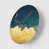 Moon And Cloudscape Runde Wanduhr (Winkel)
