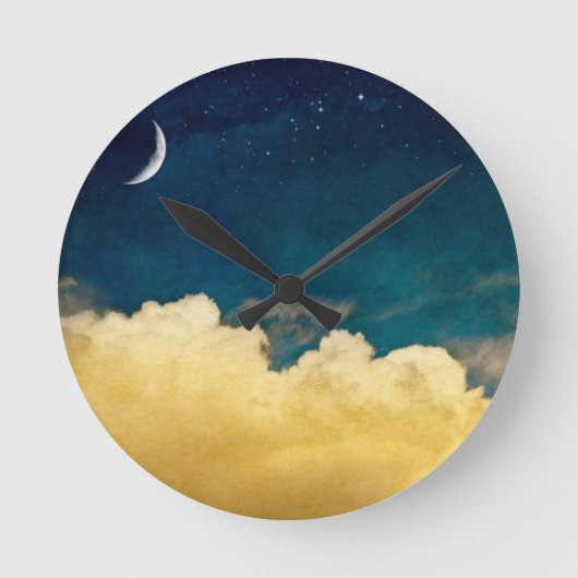 Moon And Cloudscape Runde Wanduhr (Vorderseite)