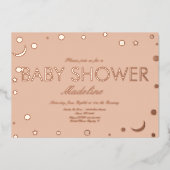 Moon and dots Confetti Babydusche in Folieneinladung (Vorderseite)