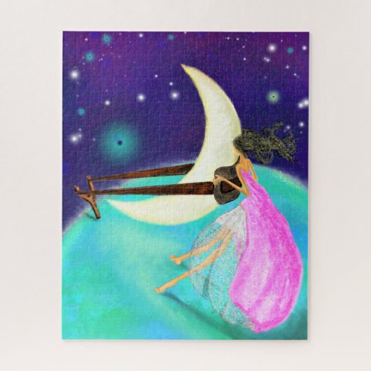Moon and Girl Fantasy Puzzle Malerei (Vertikal)