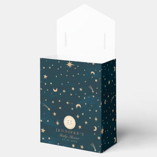 Moon and Gold Stars Moon Baby Dusche Geschenkschachtel (Geöffnet)