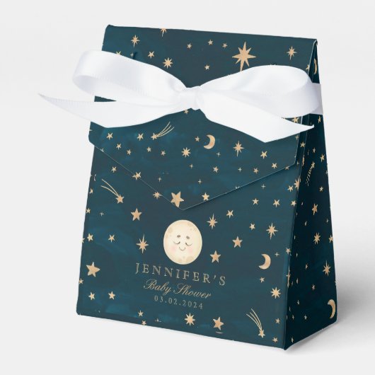 Moon and Gold Stars Moon Baby Dusche Geschenkschachtel (Vorderseite)