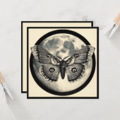 Moon and Moth Vintag Illustration Karte (Vorderseite/Rückseite Beispiel)