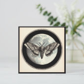 Moon and Moth Vintag Illustration Karte (Stehend Vorderseite)