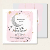 Moon and Star Pink Watercolor Splash Einladung