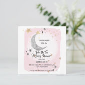 Moon and Star Pink Watercolor Splash Einladung (Stehend Vorderseite)