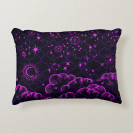 "Moon and Stars" Accent Throw Pillow (PK/BLK/PUR) Dekokissen