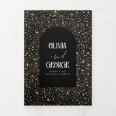 Moon and Stars Arch Celestial Black Wedding Foto Dreifach Gefaltete Einladung (Cover)