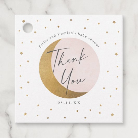 Moon and stars Baby Dusche Danke Geschenkanhänger (Vorderseite)