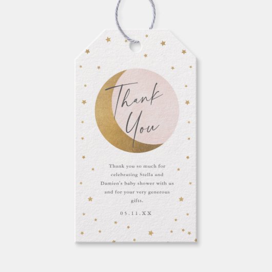 Moon and stars Baby Dusche Danke Geschenkanhänger (Vorderseite)