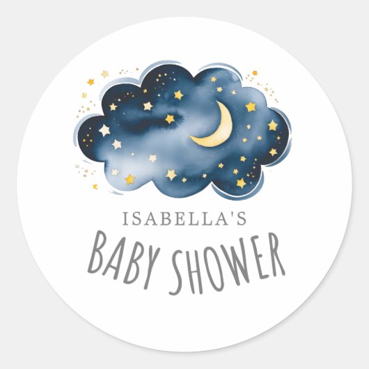 Moon and Stars Baby Dusche Umschlag Aufkleber (Vorderseite)