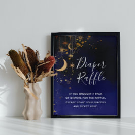 Moon and stars Baby Dusche Windel Raffle Schild