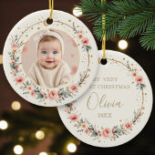 Moon and Stars Baby First Christmas Photo Keramik Ornament