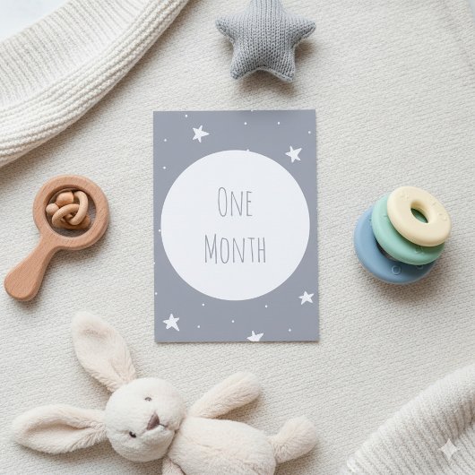 Moon and stars Baby Milestone Cards Einladung