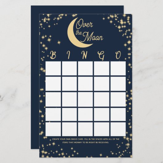 Moon and Stars Baby Shower Bingo Briefpapier (Vorne/Hinten)