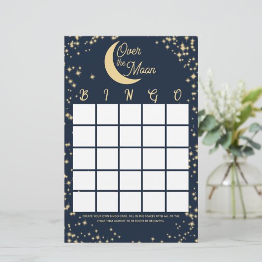 Moon and Stars Baby Shower Bingo Briefpapier (Stehend Vorderseite)