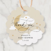 Moon and Stars Beige Script Baby Dusche Vielen Dan Geschenkanhänger (Rückseite)