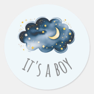 Moon and Stars Blue Es ist eine Baby-Dusche Runder Aufkleber