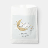 Moon and Stars Blue Script Baby Dusche Danke, C Geschenktütchen (Vorderseite)