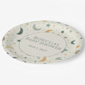 Moon and Stars Boho Baby Adoption Shower Pappteller (Schrägansicht)