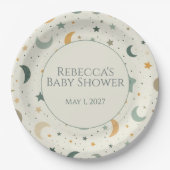 Moon and Stars Boho Baby Adoption Shower Pappteller (Vorderseite)
