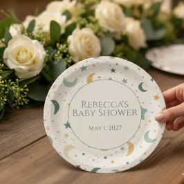 Moon and Stars Boho Baby Adoption Shower Pappteller
