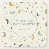 Moon and Stars Boho Baby Adoption Shower Rechteckiger Pappuntersetzer (Vorderseite)