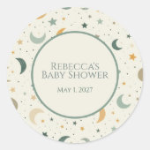 Moon and Stars Boho Baby Adoption Shower Runder Aufkleber (Vorderseite)