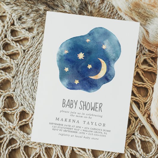 Moon and Stars Boy Baby Shower Einladung