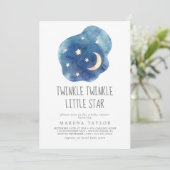 Moon and Stars Boy Twinkle Twinkle Little Star Einladung (Stehend Vorderseite)
