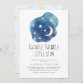 Moon and Stars Boy Twinkle Twinkle Little Star Einladung (Vorne/Hinten)