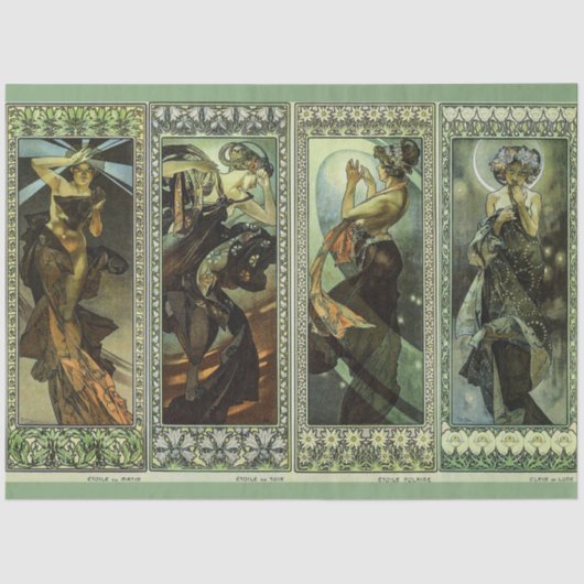 Moon and Stars by Alphonse Mucha Seidenpapier (Vorderseite)