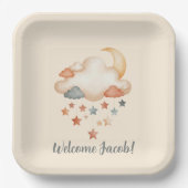Moon and Stars Celestial Baby Shower Theme Pappteller (Vorderseite)