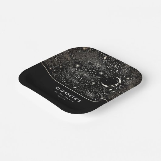 Moon and Stars Celestial Starry Night Pappteller (Gewinkelt)