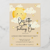 Moon and Stars Cream 1. Geburtstag Folieneinladung (Vorderseite)