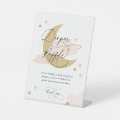 Moon and Stars Diaper Raffle Schild Pink Baby Dusc (Vorderseite)