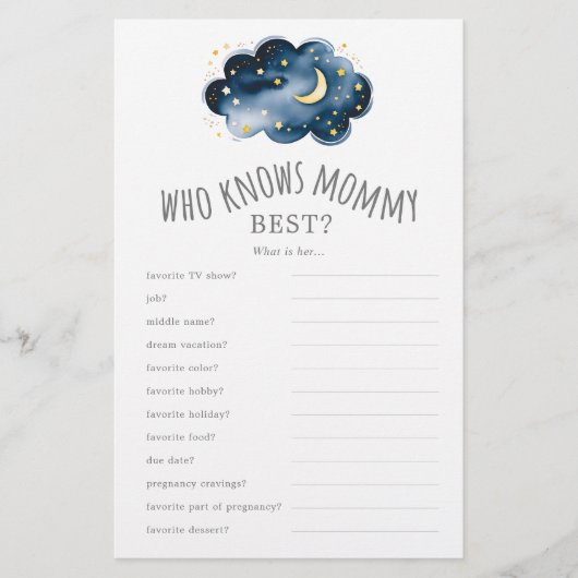 Moon and Stars, die Mommy Best Trivia Game kennen Flyer (Vorne)