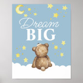 Moon and Stars Dream Big Teddy Bear Kinderzimmer Poster (Vorne)